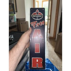 Standard Gas Station Free Air Distressed Reproduction Motor Oil Metal  Sign 6×18